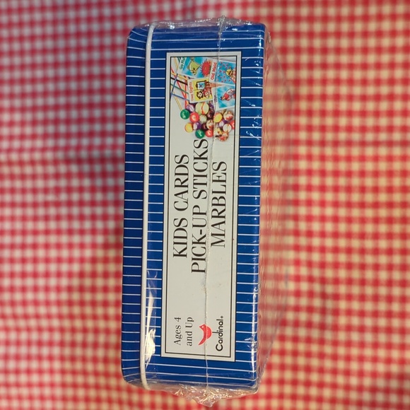 Kids Cards, Pick-Up Sticks, and Marbles Classic Games in Tin (New) - Picture 3 of 5